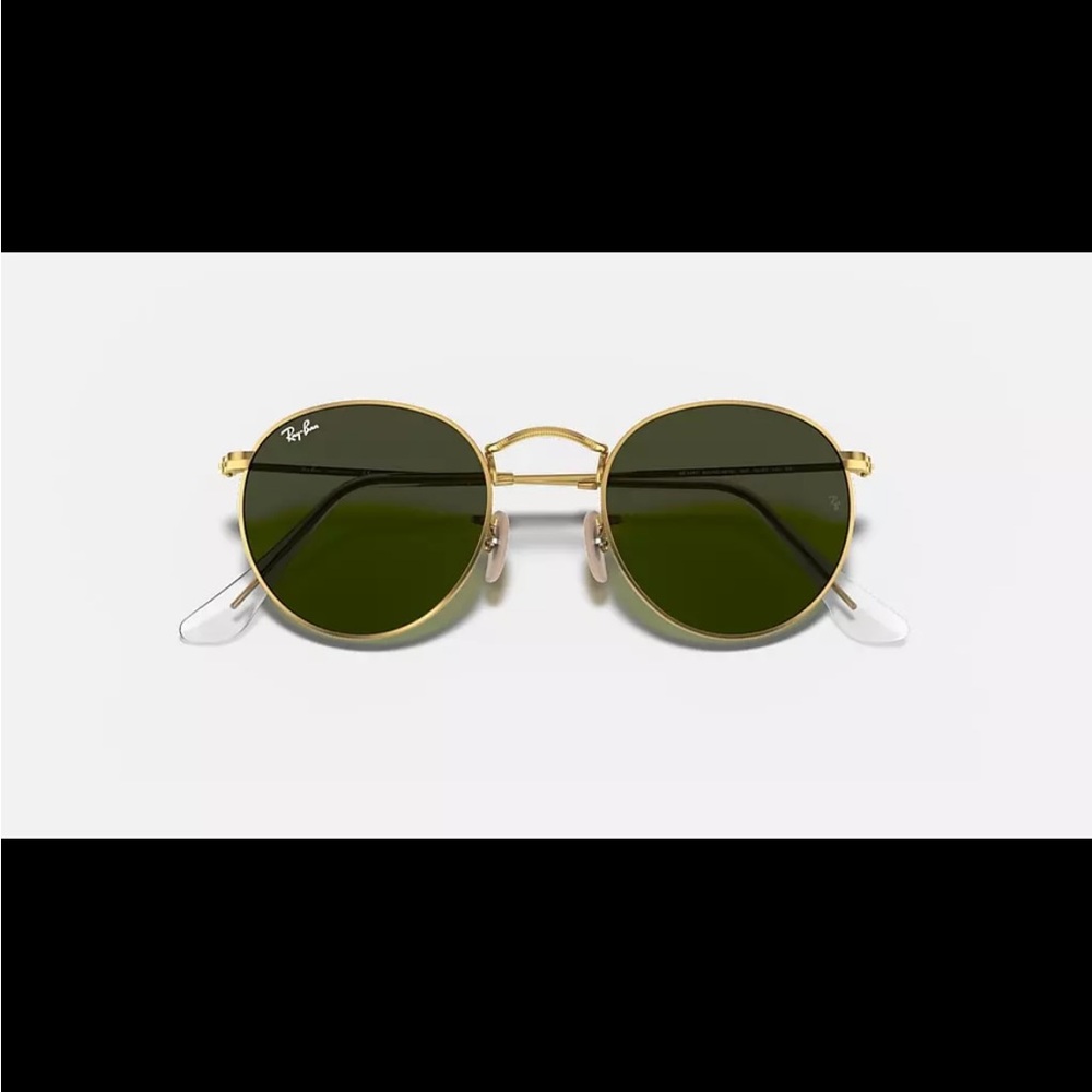 Authentic Ray Ban Round Metal Gold Frames, Green Lenses RB3447 50mm Unisex